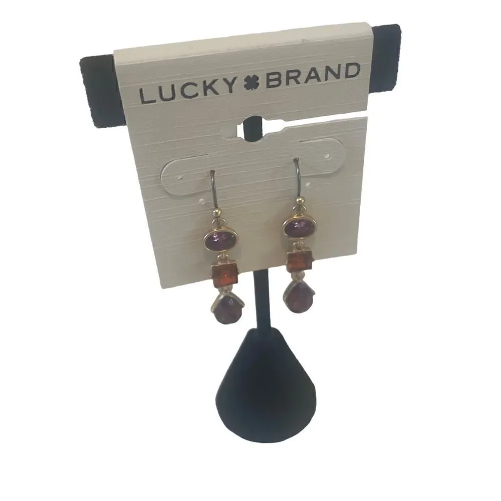 Berry Set Stone Gold Toned Drop Earrings.